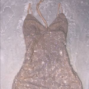 Cream Sequence Mini Dress